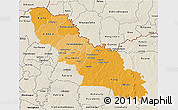 Political Shades 3D Map of Ferkessedougou, shaded relief outside