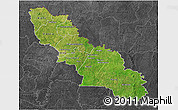 Satellite 3D Map of Ferkessedougou, darken, desaturated
