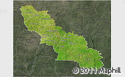 Satellite 3D Map of Ferkessedougou, darken, semi-desaturated