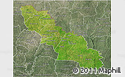 Satellite 3D Map of Ferkessedougou, semi-desaturated