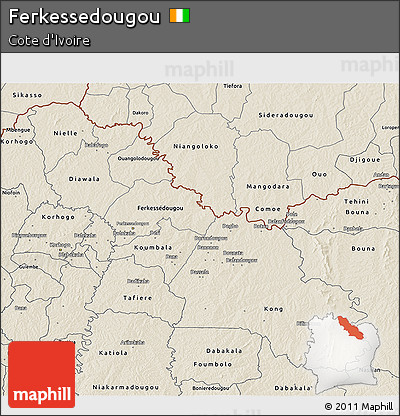 Shaded Relief 3D Map of Ferkessedougou