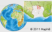 Physical Location Map of Koumbala, highlighted country, within the entire country