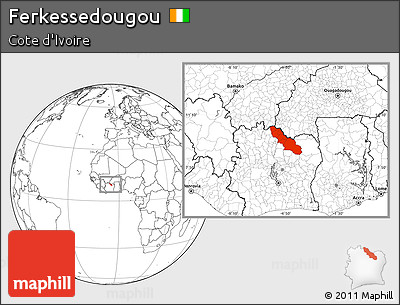 Blank Location Map of Ferkessedougou