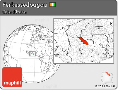 Blank Location Map of Ferkessedougou