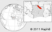 Blank Location Map of Ferkessedougou, highlighted country, within the entire country