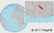 Gray Location Map of Ferkessedougou, within the entire country