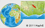 Physical Location Map of Ferkessedougou, within the entire country