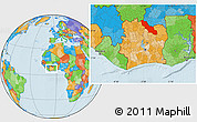 Political Location Map of Ferkessedougou, within the entire country