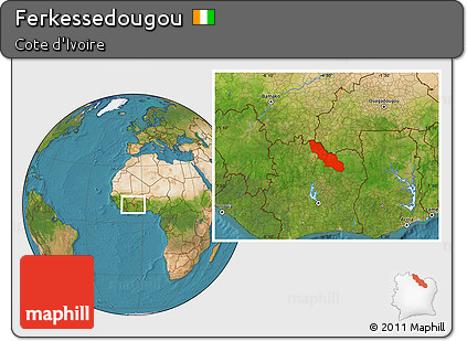Satellite Location Map of Ferkessedougou