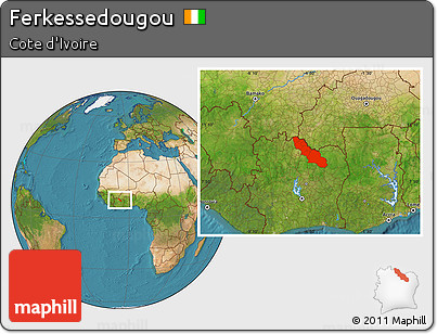 Satellite Location Map of Ferkessedougou