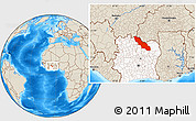 Shaded Relief Location Map of Ferkessedougou, highlighted country