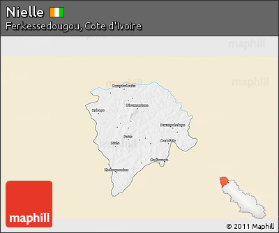 Classic Style 3D Map of Nielle, single color outside