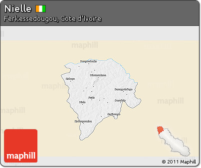 Classic Style 3D Map of Nielle, single color outside