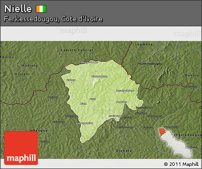 Physical 3D Map of Nielle, darken