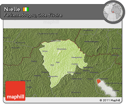 Physical 3D Map of Nielle, darken