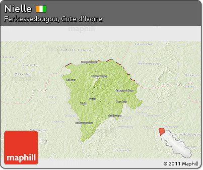 Physical 3D Map of Nielle, lighten