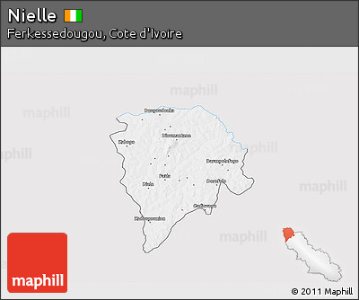 Silver Style 3D Map of Nielle, single color outside