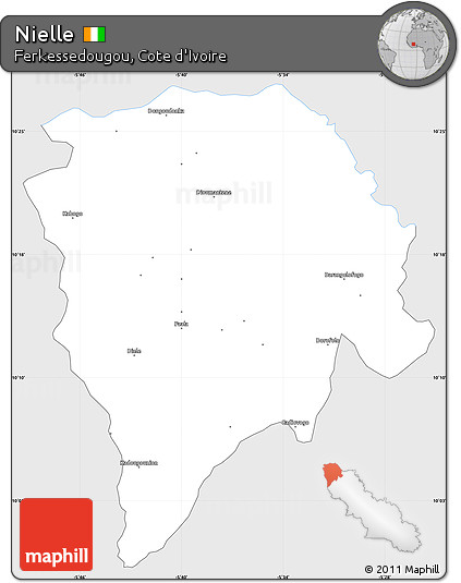 Silver Style Simple Map of Nielle, single color outside