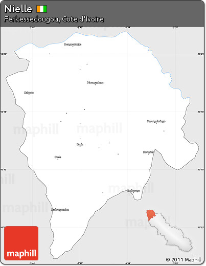 Silver Style Simple Map of Nielle, single color outside