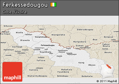 Classic Style Panoramic Map of Ferkessedougou