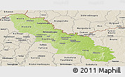 Physical Panoramic Map of Ferkessedougou, shaded relief outside