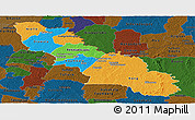 Political Panoramic Map of Ferkessedougou, darken