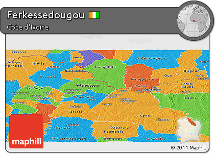 Political Panoramic Map of Ferkessedougou