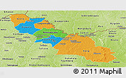 Political Panoramic Map of Ferkessedougou, physical outside