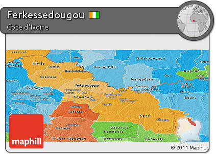 Political Shades Panoramic Map of Ferkessedougou
