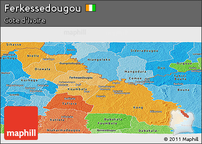 Political Shades Panoramic Map of Ferkessedougou