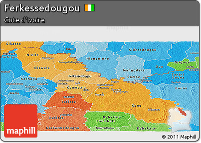 Political Shades Panoramic Map of Ferkessedougou