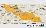 Political Shades Panoramic Map of Ferkessedougou, shaded relief outside