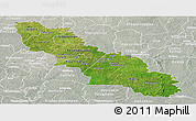 Satellite Panoramic Map of Ferkessedougou, lighten, semi-desaturated