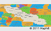 Shaded Relief Panoramic Map of Ferkessedougou, political outside