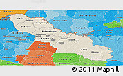 Shaded Relief Panoramic Map of Ferkessedougou, political shades outside