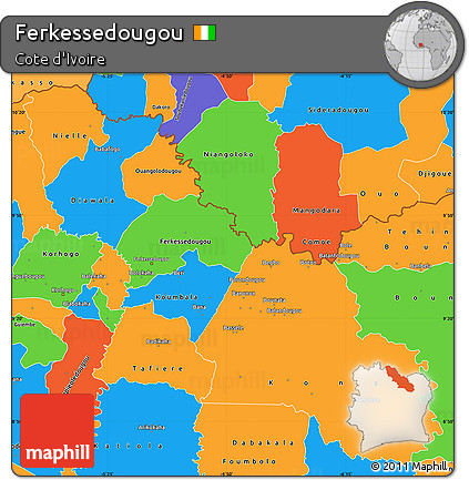 Political Simple Map of Ferkessedougou