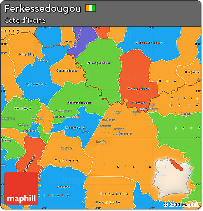 Political Simple Map of Ferkessedougou