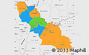 Political Simple Map of Ferkessedougou, single color outside, borders and labels