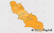 Political Shades Simple Map of Ferkessedougou, cropped outside