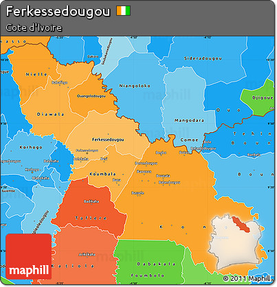 Political Shades Simple Map of Ferkessedougou