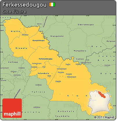Savanna Style Simple Map of Ferkessedougou