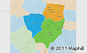 Political 3D Map of Gagnoa, lighten