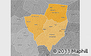 Political Shades 3D Map of Gagnoa, desaturated