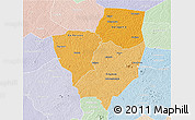 Political Shades 3D Map of Gagnoa, lighten