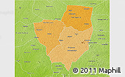 Political Shades 3D Map of Gagnoa, physical outside