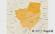 Political Shades 3D Map of Gagnoa, shaded relief outside