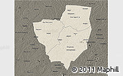 Shaded Relief 3D Map of Gagnoa, darken