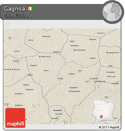 Shaded Relief 3D Map of Gagnoa