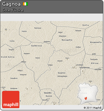 Shaded Relief 3D Map of Gagnoa