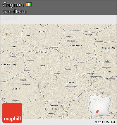 Shaded Relief 3D Map of Gagnoa
